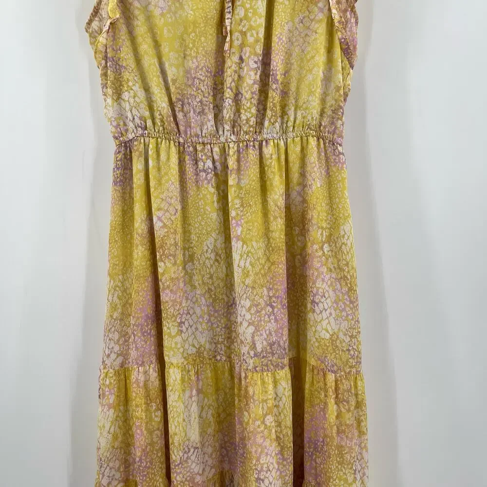 BB DAKOTA by Steve Madden Midi Dress Size Small Yellow Dream Girl Ruffles Light